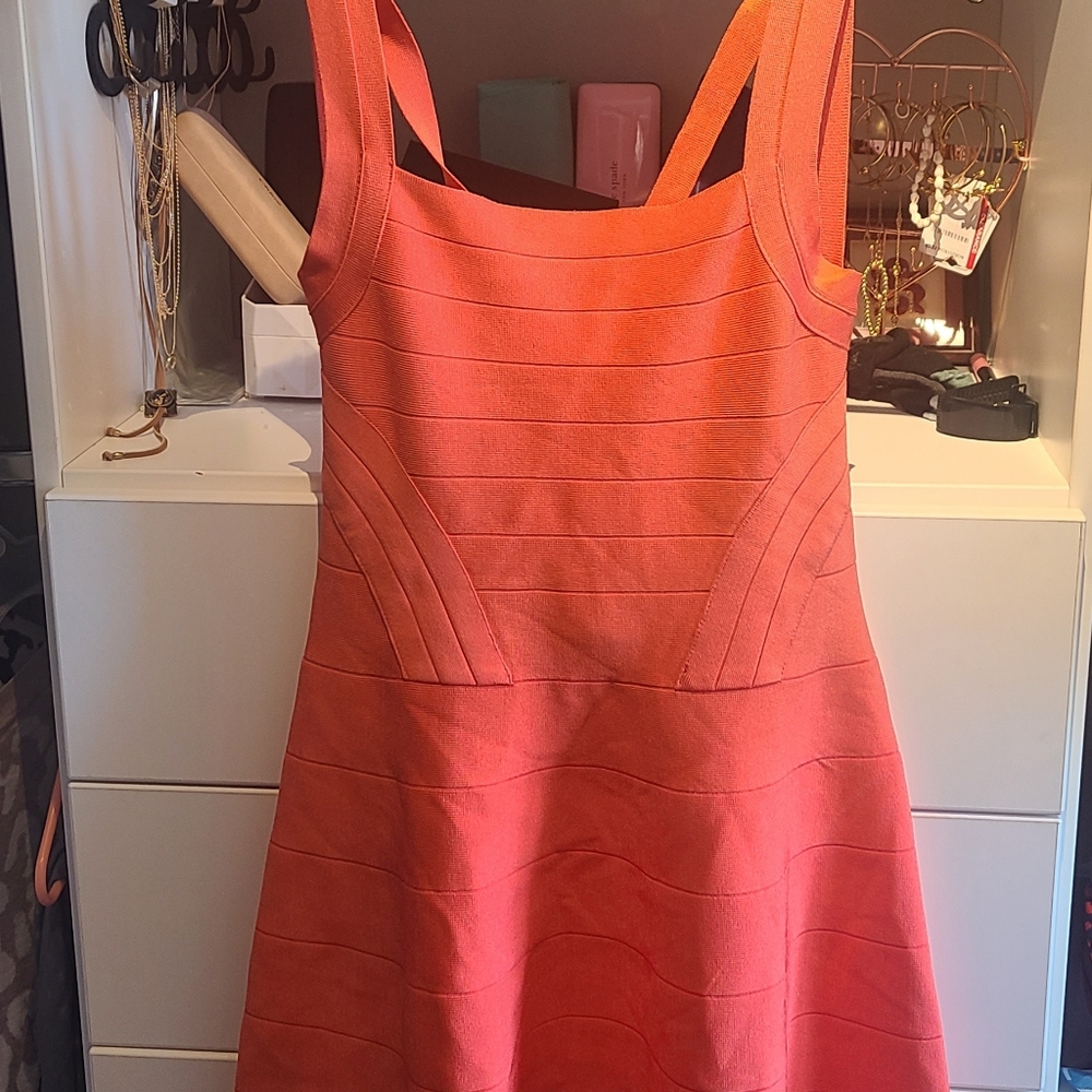 Bebe orange cutout mini dress
